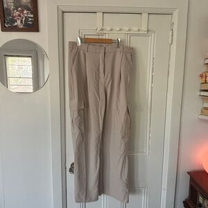 Abercrombie Beige Cargo Pleated Trousers